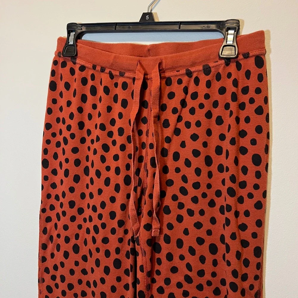 Hanna Andersson Pajama Set Womens L Top M Bottom Organic Cotton Polka Dot Rust